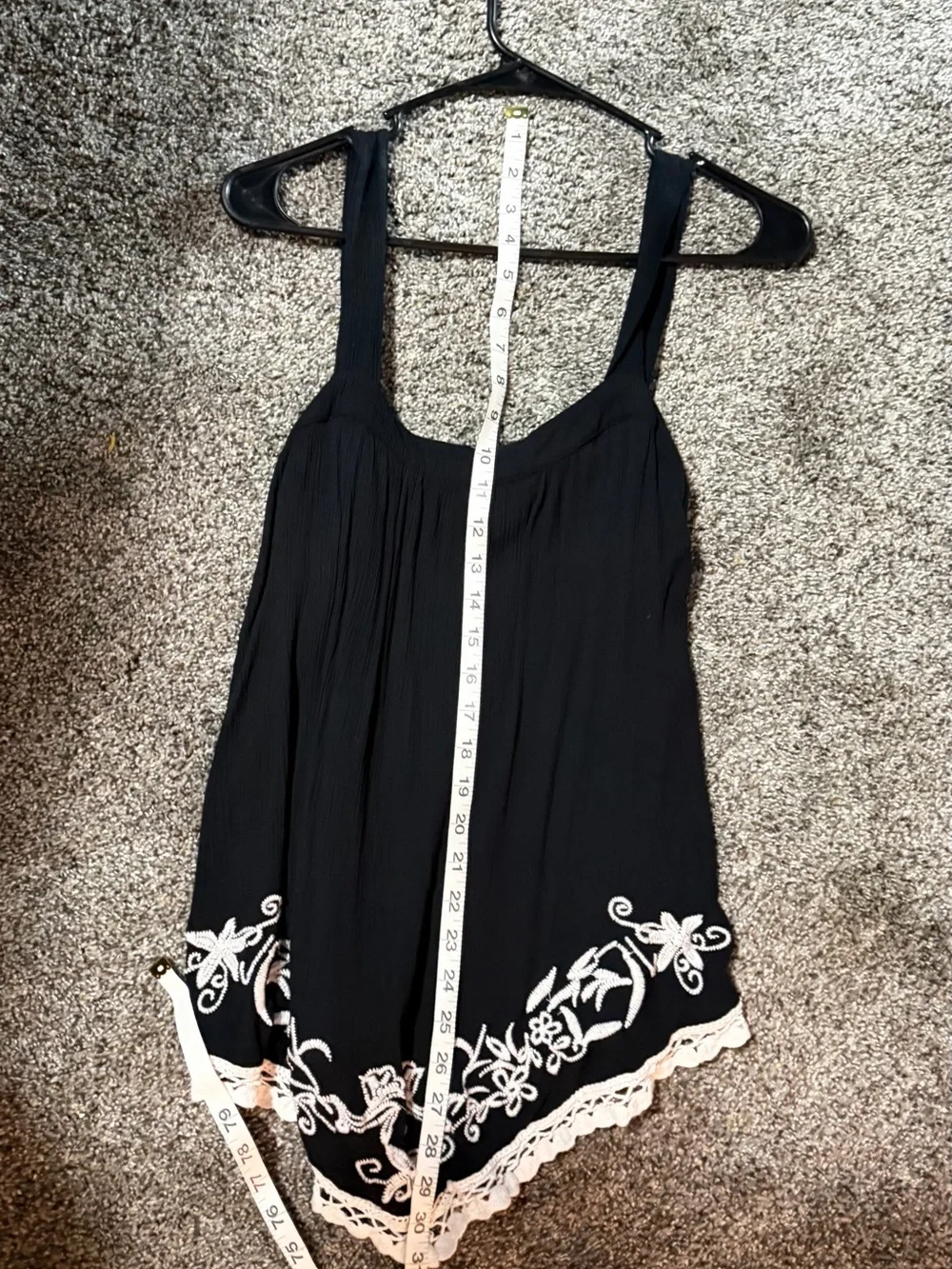 Maurices Black Sleep Tank with White Lace Trim